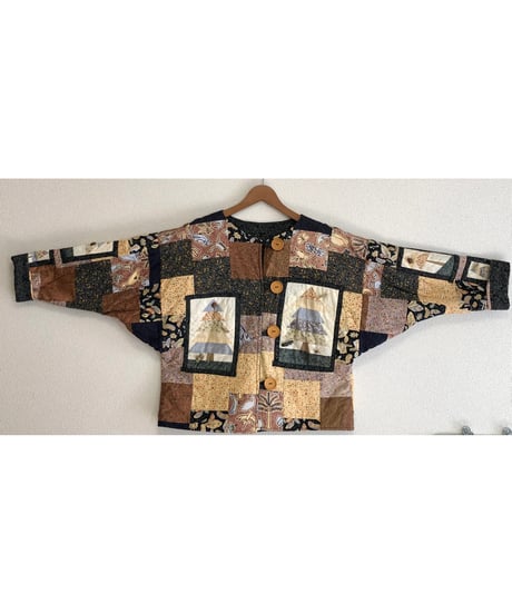 tree motif patchwork jacket