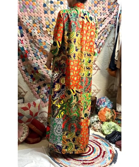 patchwork print paisley dress