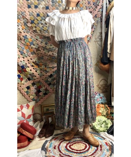 indian cotton skirt green flower