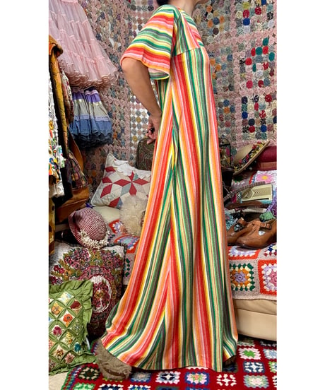 70s stripe pile dress