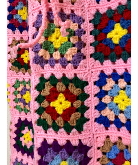 granny square one-piece peach