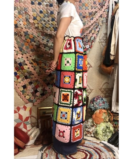 granny square skirt black