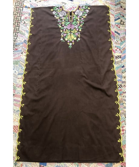 embroidered kaftan print one-piece