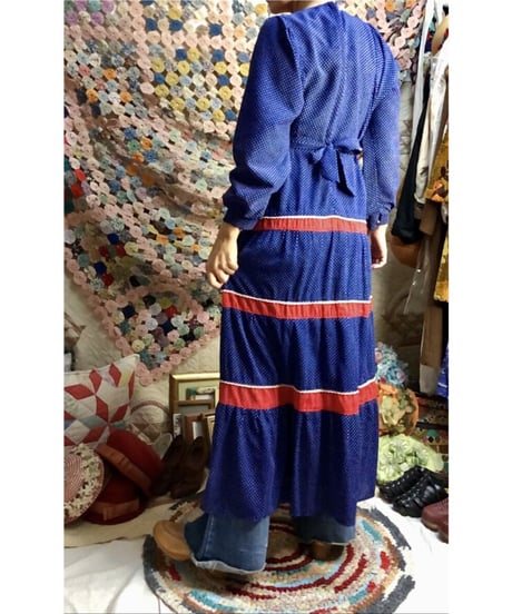 70's polka dots tiered dress