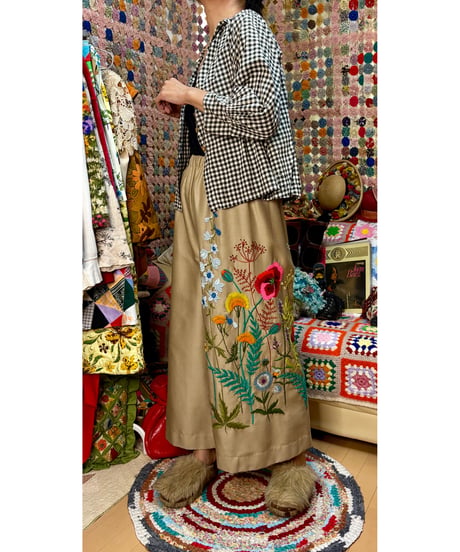 hand embroidered super wide leg pants