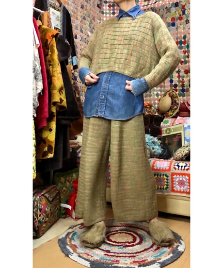 90s cotton knit set up