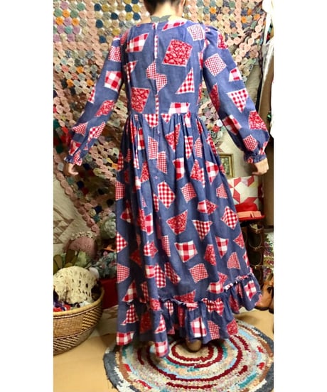 70s patch print dress