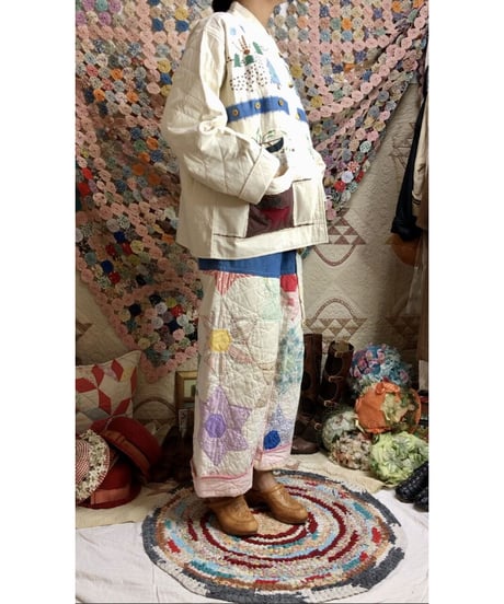 forest motif quilting jacket