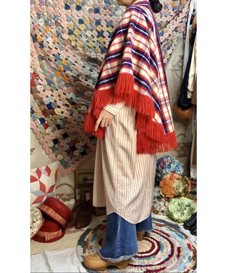 plaid fringe cape