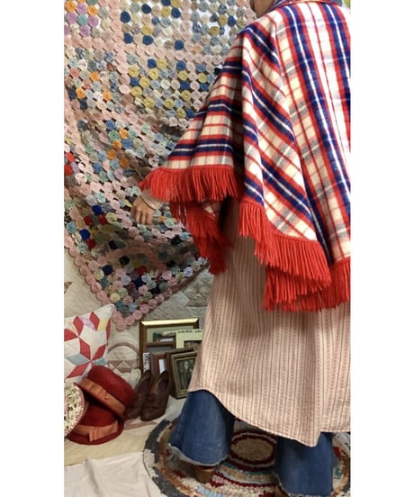 plaid fringe cape