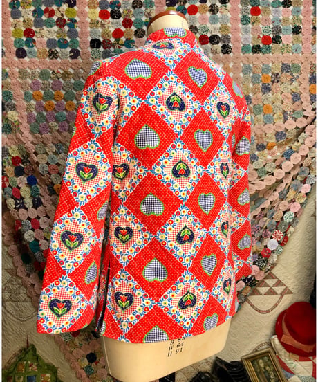 70s heart motif quilting jacket