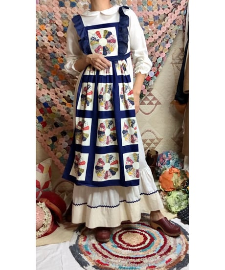 70s patchwork print apron dress