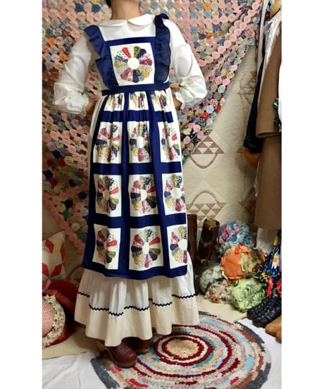 70s patchwork print apron dress