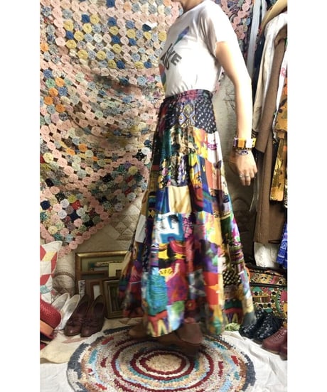 indian  rayon patchwork skirt