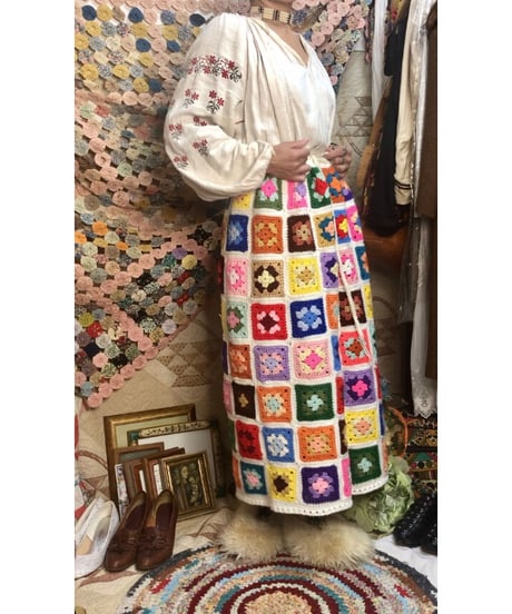 granny square skirt white