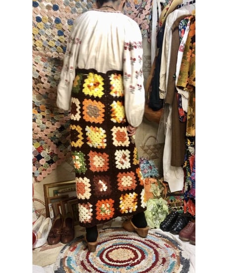 granny square skirt brown