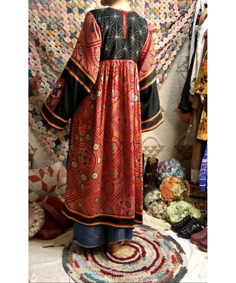 70's mirror work embroidered dress
