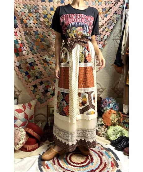 70's patchwork print skirt