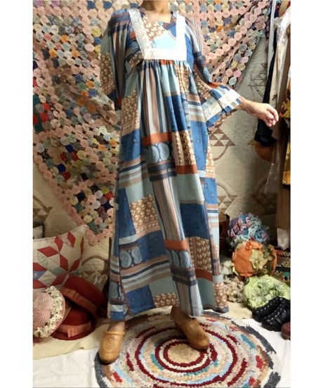 70's patchwork print dress