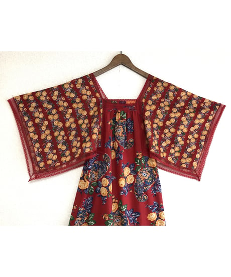 70's flower cotton dress