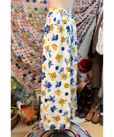 70s butterfly & flower print skirt