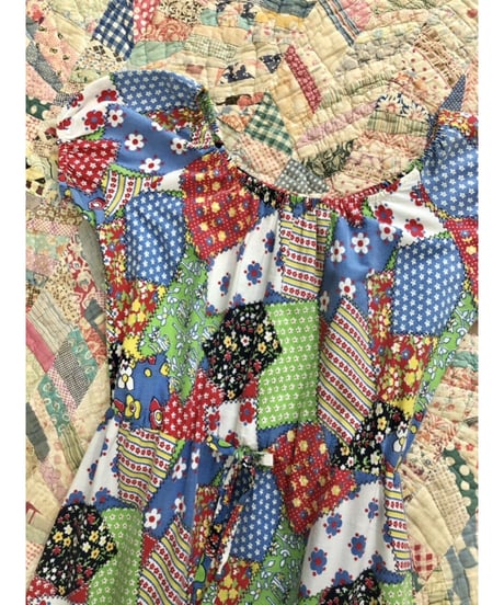 1970's patchwork print one-piece