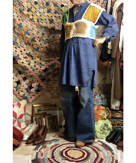 granny square vest beige
