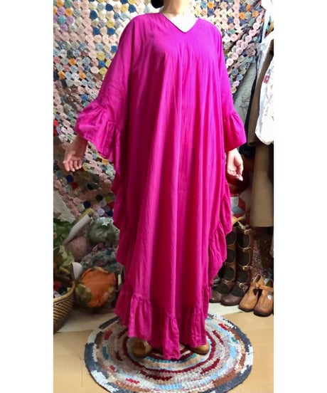 80s ruffle cotton dress