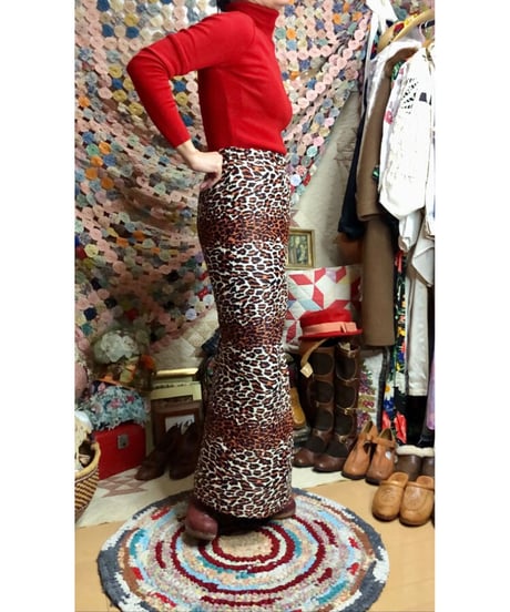70s quilting leopard skirt