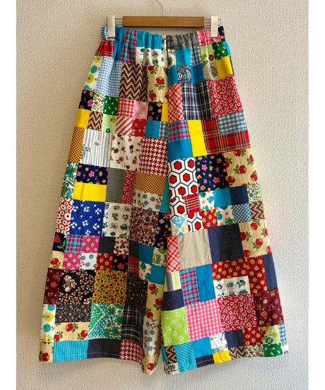 patchwork super wide leg pants