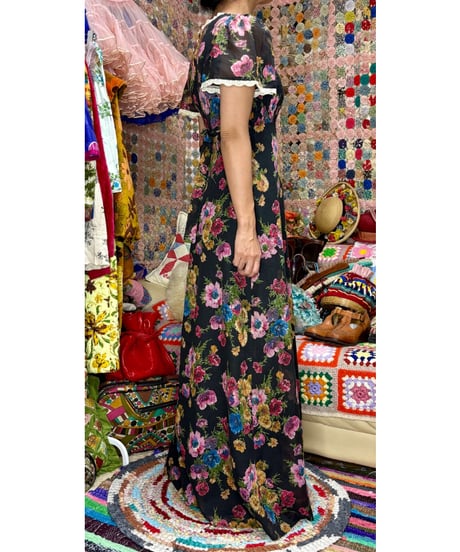 70s flower romantic dress