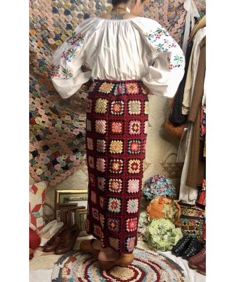 granny square skirt burgundy