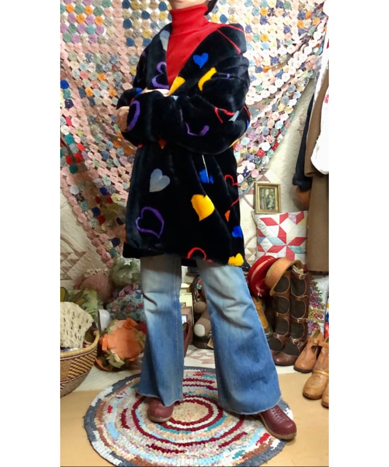 D220754 【専用】DONNY BROOK マルチカラーデザインコート donnybrook faux fur heart motif coat | Quilt