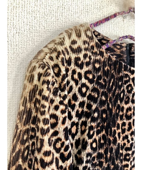70-80's corduroy leopard all-in-one