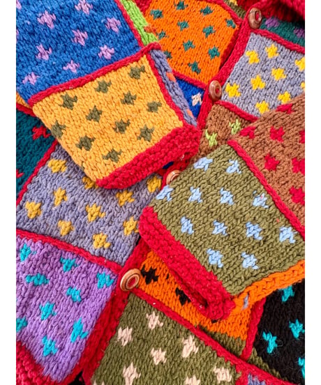 patchwork design ecuador knit cardigan