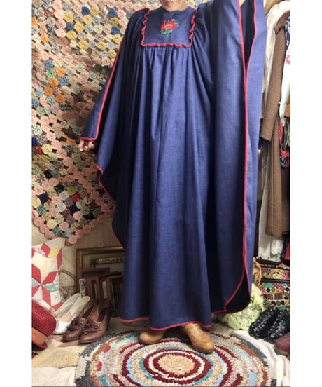 1960-70's hand embroidered kaftan one-piece