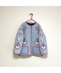 patchwork heart motif quilting jacket