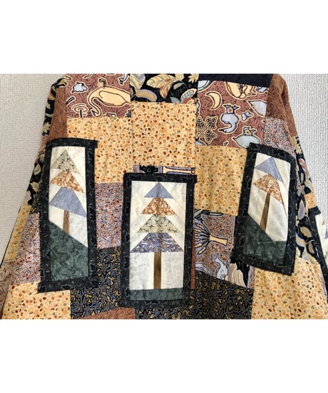 tree motif patchwork jacket