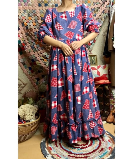 70s patch print dress