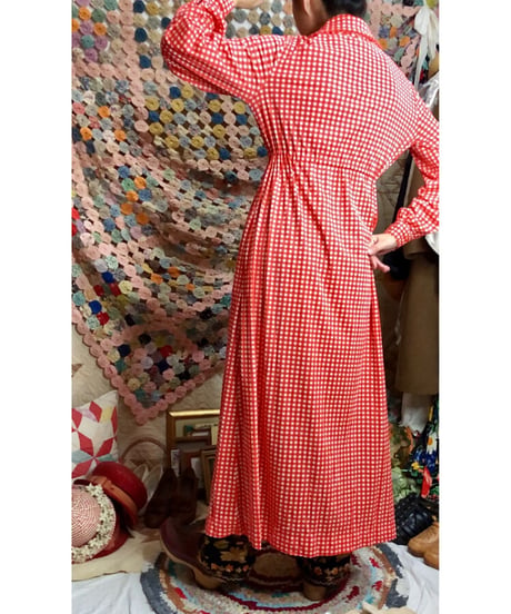 70s checkered polyester dress
