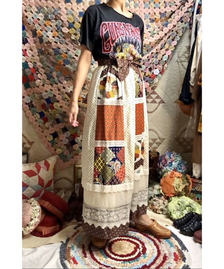 70's patchwork print skirt