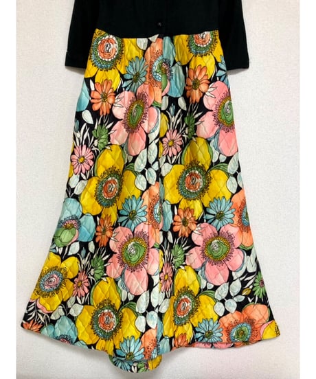 60's flower quilting dress