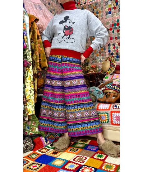 60-70s quilted wide leg pants