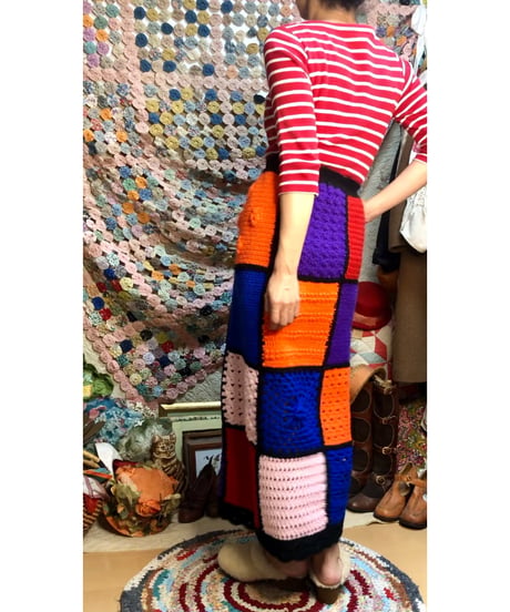 hand knit colorful skirt