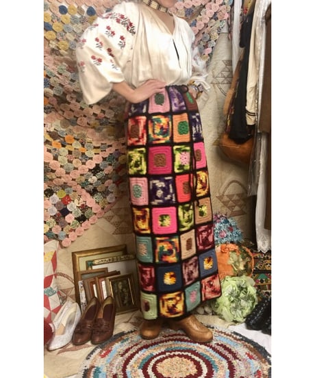granny square skirt black