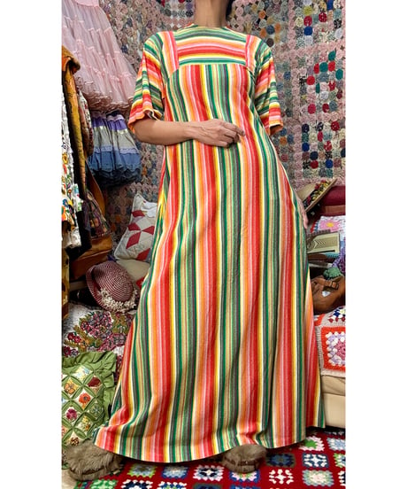 70s stripe pile dress