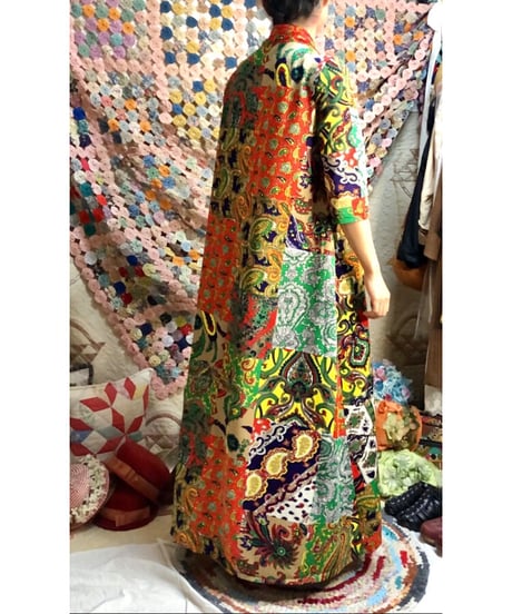 patchwork print paisley dress