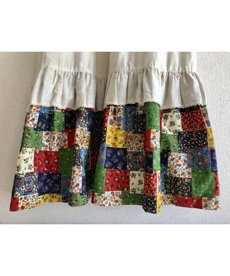 70's patchwork print apron dress