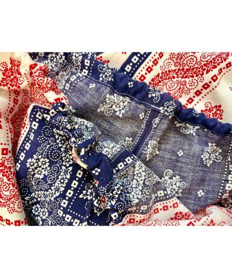 70s bandanna print wide leg pants