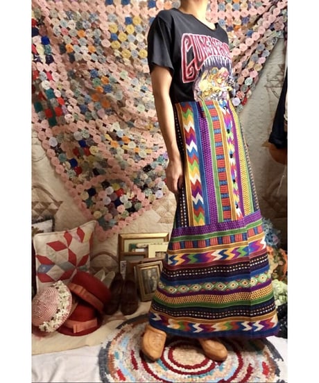 native pattern print maxi skirt